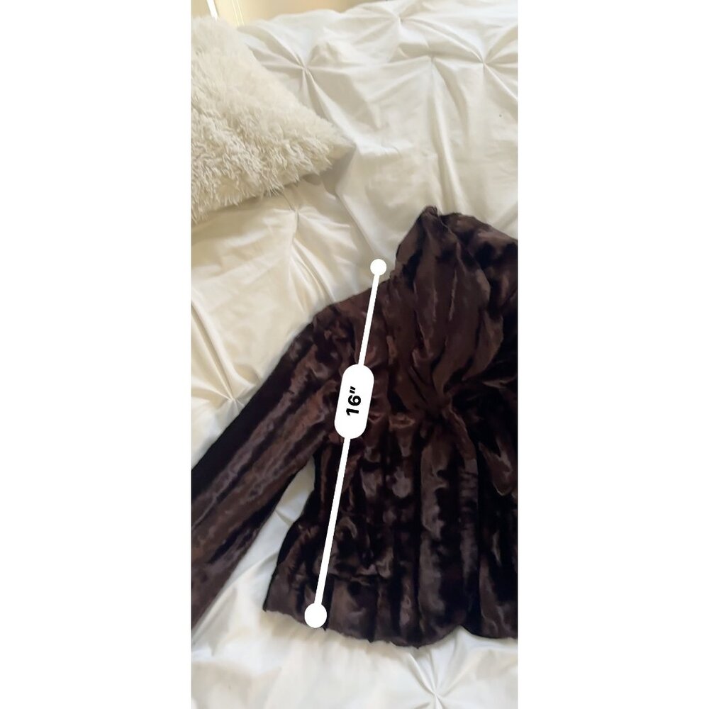 Bern & Mort Faux Fur Coat With Large Collar Pockets Luxurious Brown Small Ladies - Picture 12 of 12